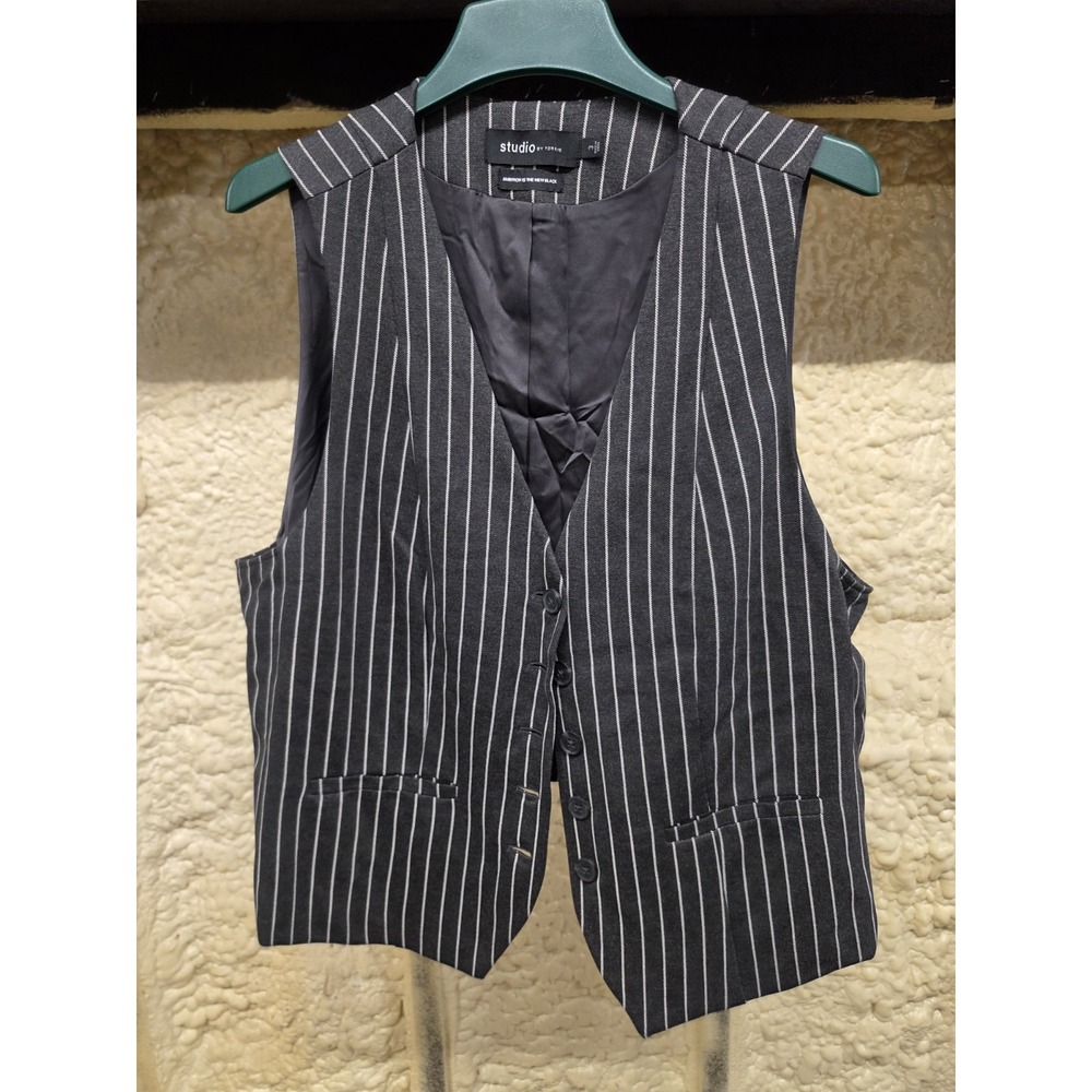 Torrid Studio Pin Striped Vest Size 3X Charcoal White Business Office